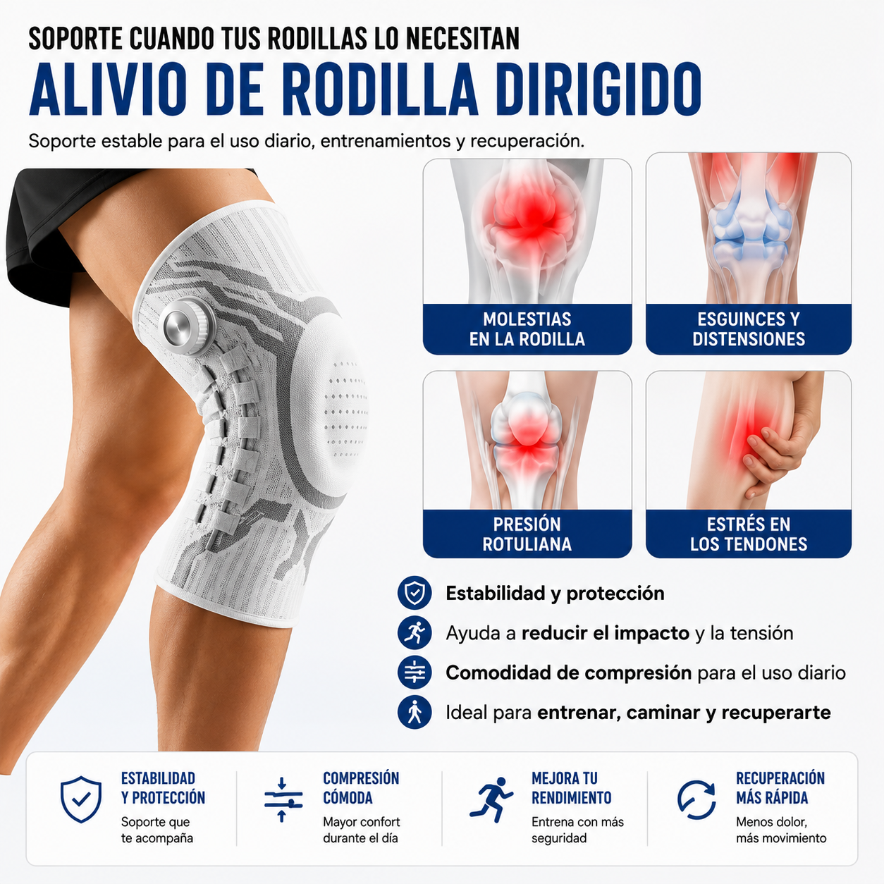Rodillera de compresión ajustable
